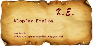 Klopfer Etelka névjegykártya
